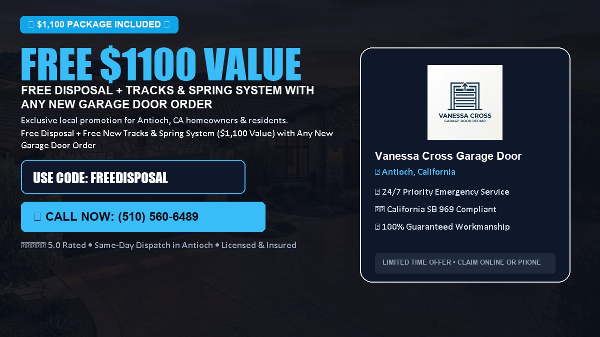 Free Disposal + Free New Tracks & Spring System with Any New Garage Door Order ($1100 Value) in Antioch, CA